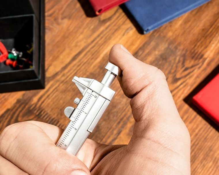 Długopis suwmiarka, srebrny