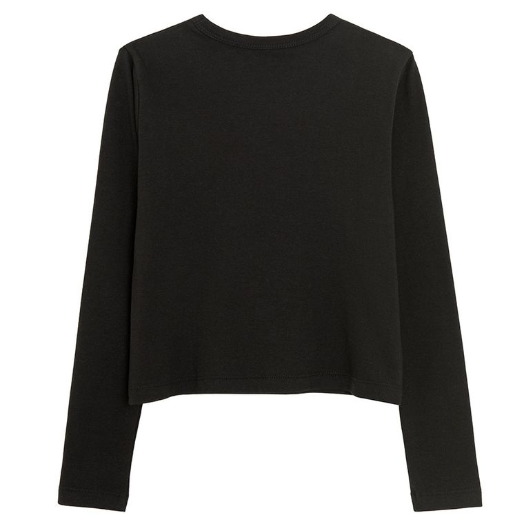 Dopasowana czarna bluzka z długim rękawem NOWEAR