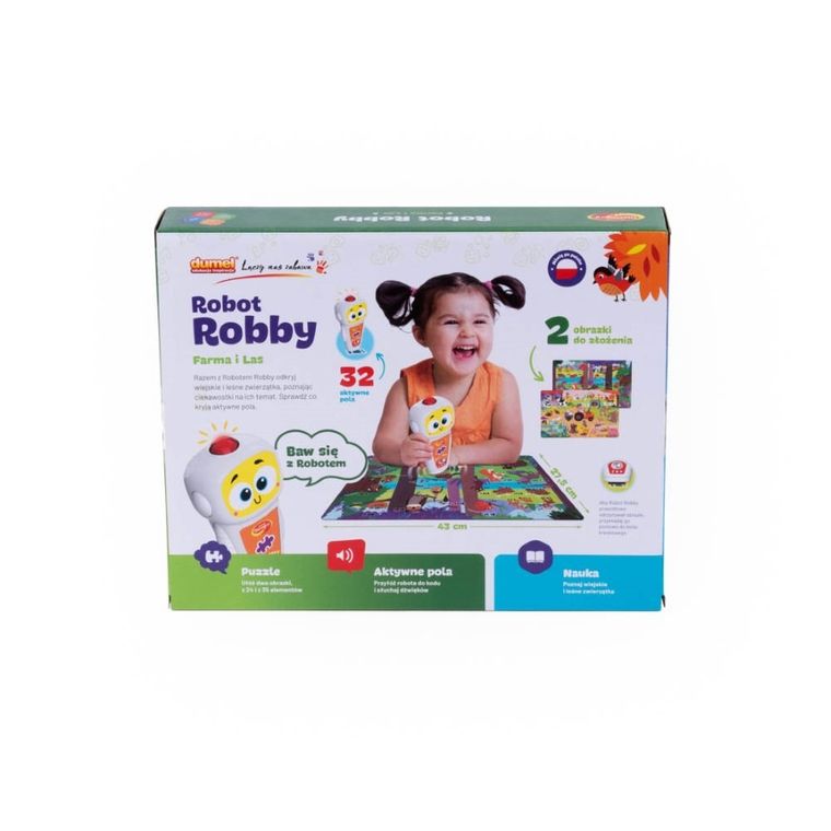 Dumel Discovery, Robot Robby, farma i las, puzzle interaktywne, 59 elementów