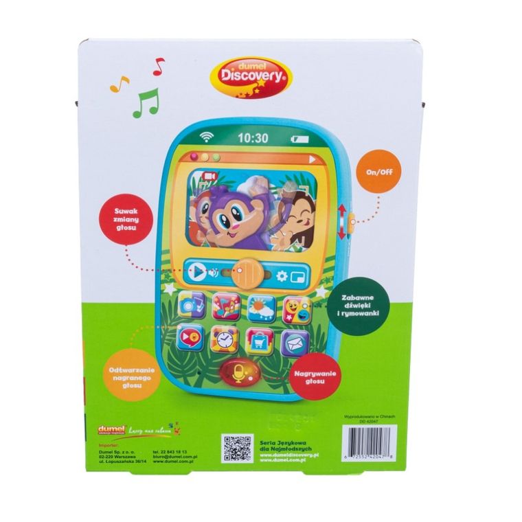 Dumel Discovery, rymujący smartfon, małpka, zabawka niemowlęca