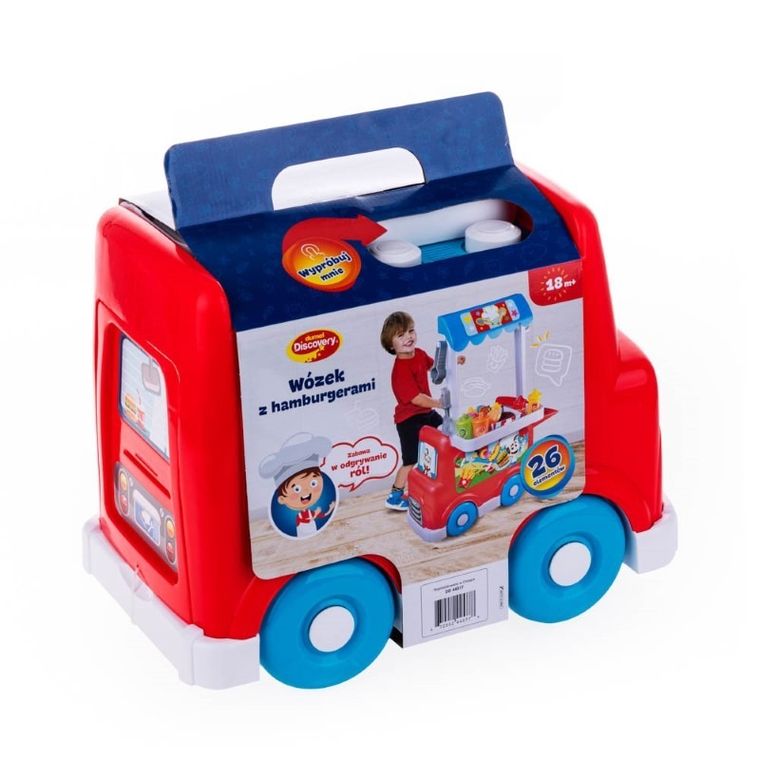 Dumel Discovery, Wózek z hamburgerami, zestaw akcesoriów, 26 elementów