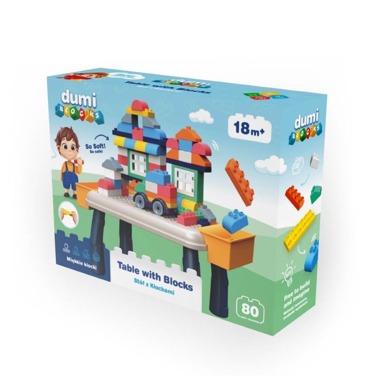 Dumel, Dumi Blocks, stół z klockami, 80 elementów