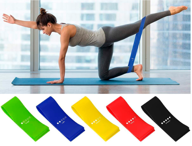 Dyski poślizgowe + 5 szt. gumy do ćwiczeń, czarne