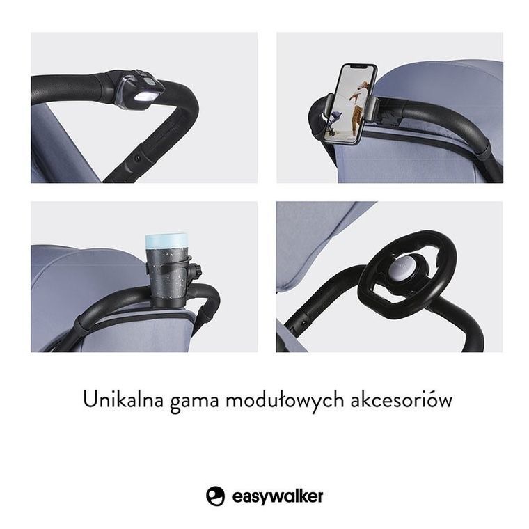 Easywalker, Jackey, kompaktowy wózek spacerowy, Steel Grey