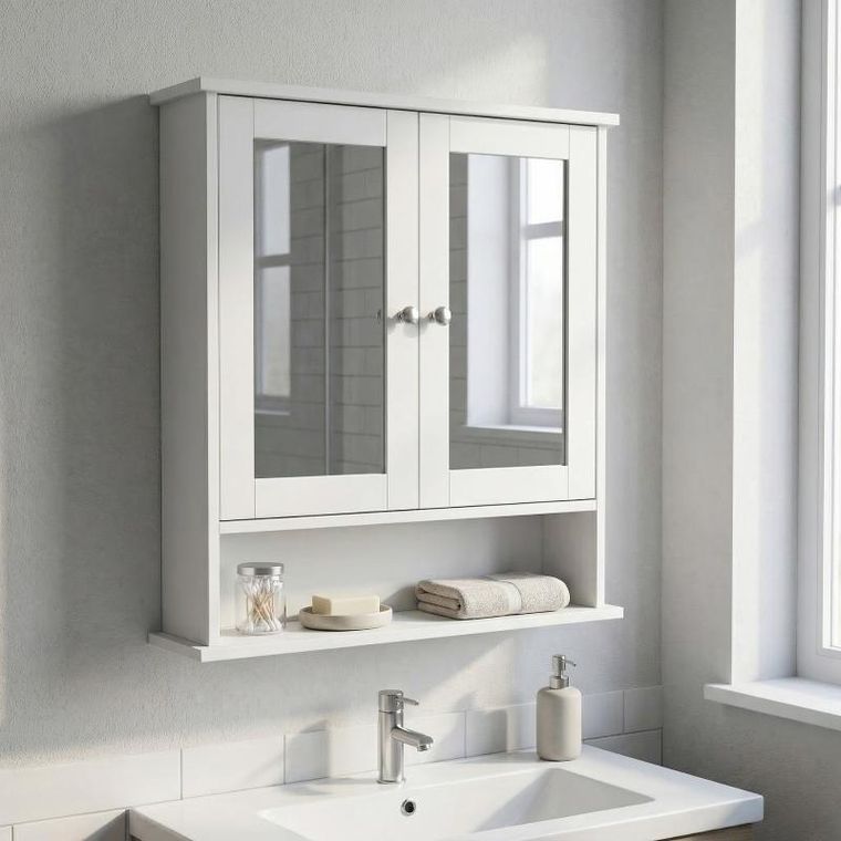 Edaxo, Luma, wisząca szafka łazienkowa z lustrem, 56-13-58 cm