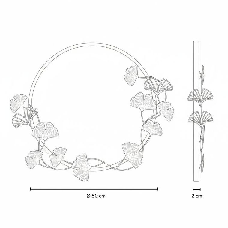 Edaxo, Sol, lustro ścienne z ozdobną ramą, okrągłe, 50 cm