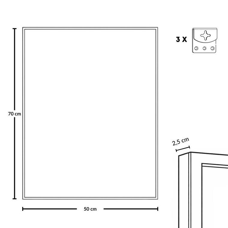 Edaxo, Vinkel, dekoracyjne lustro wiszące, 70-50 cm