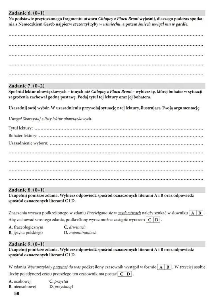 Egzamin ósmoklasisty. Język polski. Arkusze egzaminacyjne