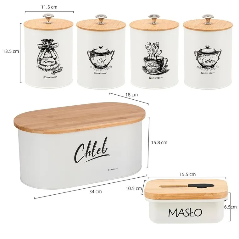 Elitehoff, chlebak z zestawem pojemników i maselniczką