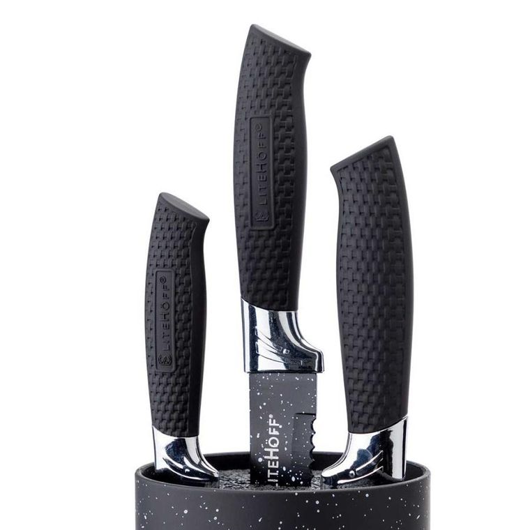 Elitehoff, zestaw kuchennych noży marmurkowych z obieraczką, 5 elementów