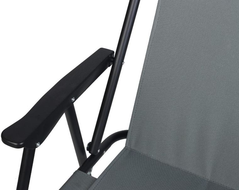 Enero Camp, krzesło turystyczne z podłokietnikami, składane, szare, 52-44-75 cm