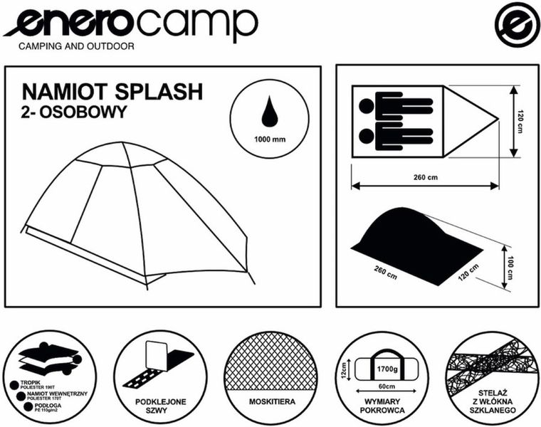 Enero Camp, namiot 2 osobowy splash z tropikiem