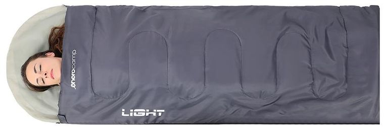 Enero camp, śpiwór turystyczny light, szary, 200-70 cm