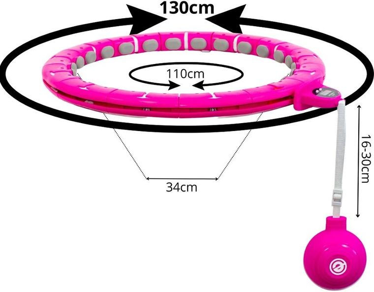 Enero Fit, hula hop z masażerem obciążeniem i licznikiem, fuksja