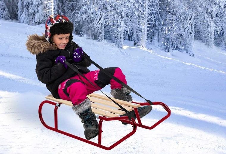 Enero, metalowe sanki kuligowe, dwuosobowe, czerwone