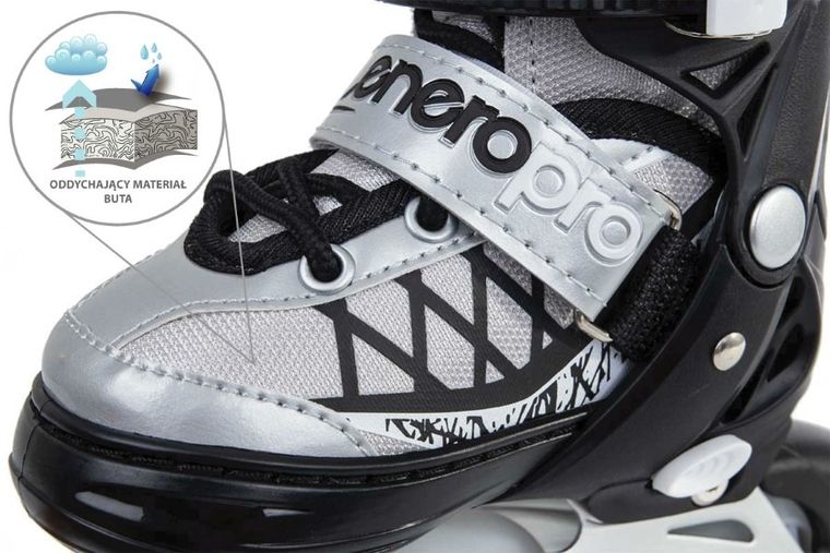 Enero Pro, łyżworolki, 4w1, LED, szare, rozmiar 38-41