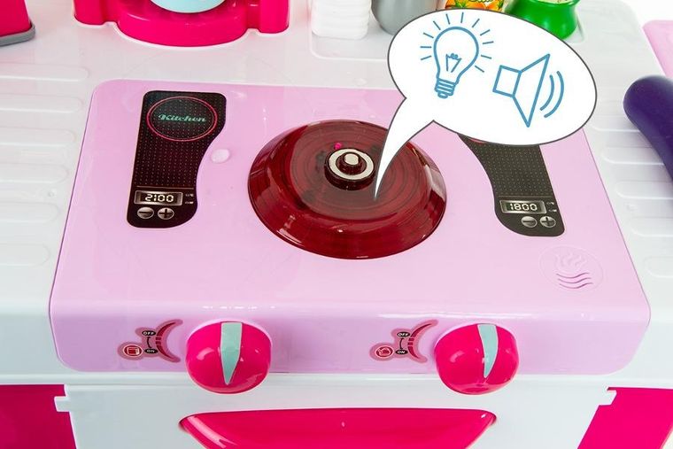 Enero Toys, kuchnia, 32 elementy, różowa, 64-29-87 cm