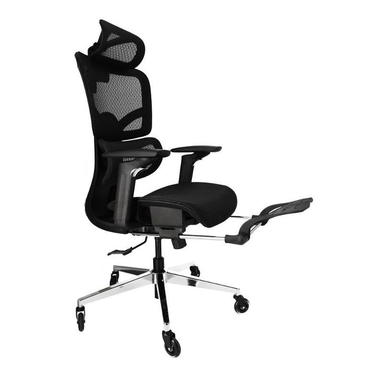 Ergonomiczny fotel biurowy z siatki, czarny