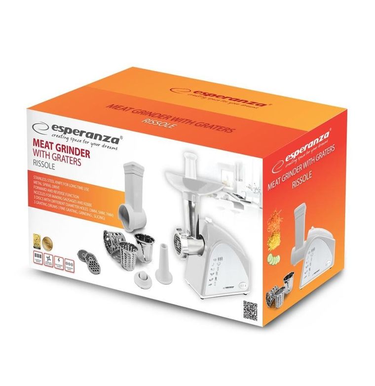 Esperanza, Rissole, maszynka do mielenia mięsa, szatkownica, 2200W, ekm034