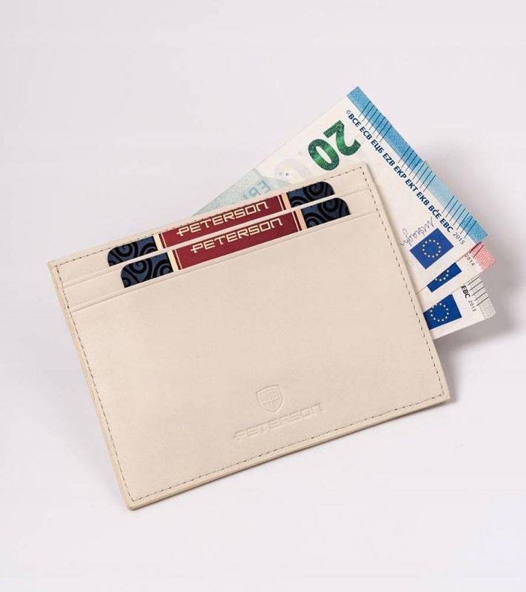 Etui na dokumenty, beżowe, skórzane, Peterson