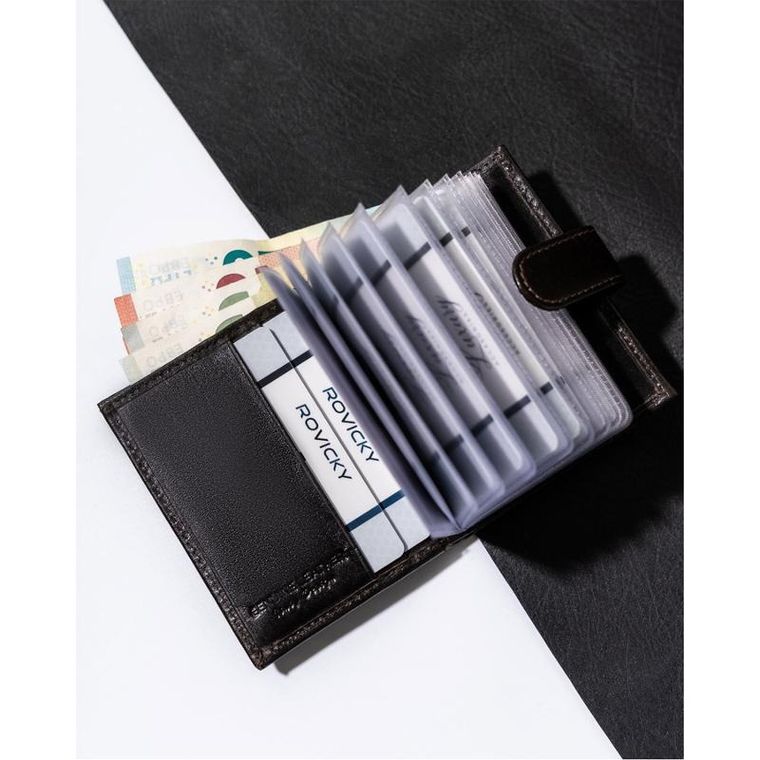 Etui na dokumenty, brązowe, skórzane, Rovicky