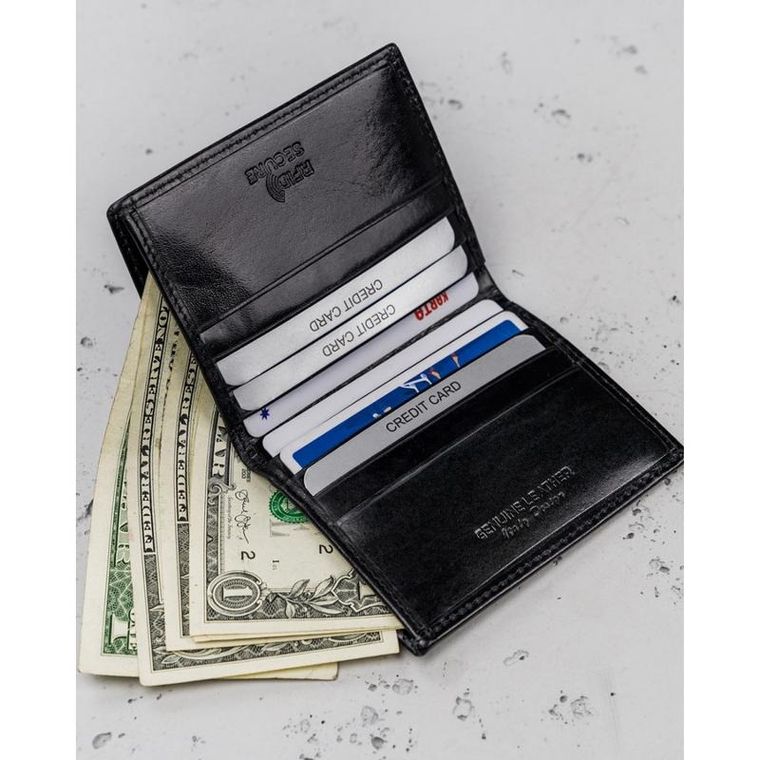 Etui na dokumenty, czarne, skórzane, Rovicky