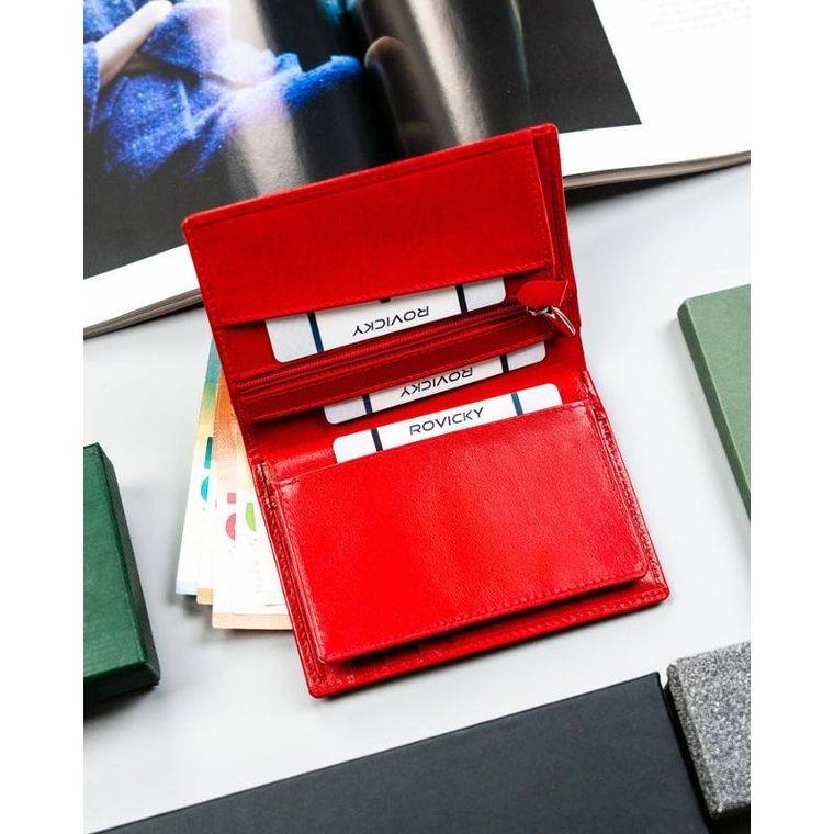 Etui na dokumenty, czerwone, skórzane, Rovicky