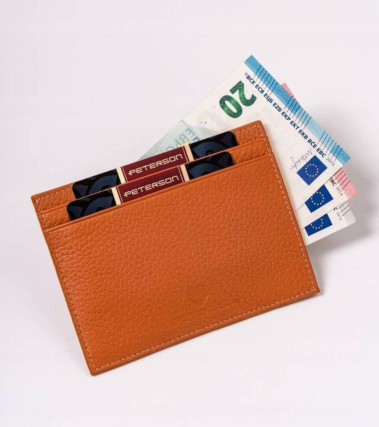 Etui na dokumenty, pomarańczowe, skórzane, Peterson