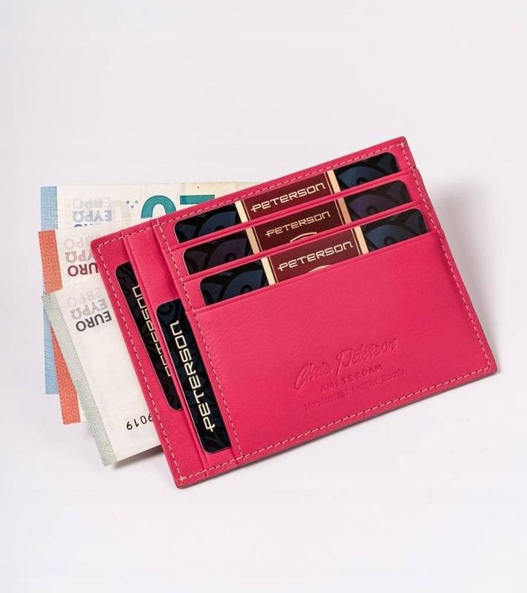 Etui na dokumenty, różowe, skórzane, Peterson