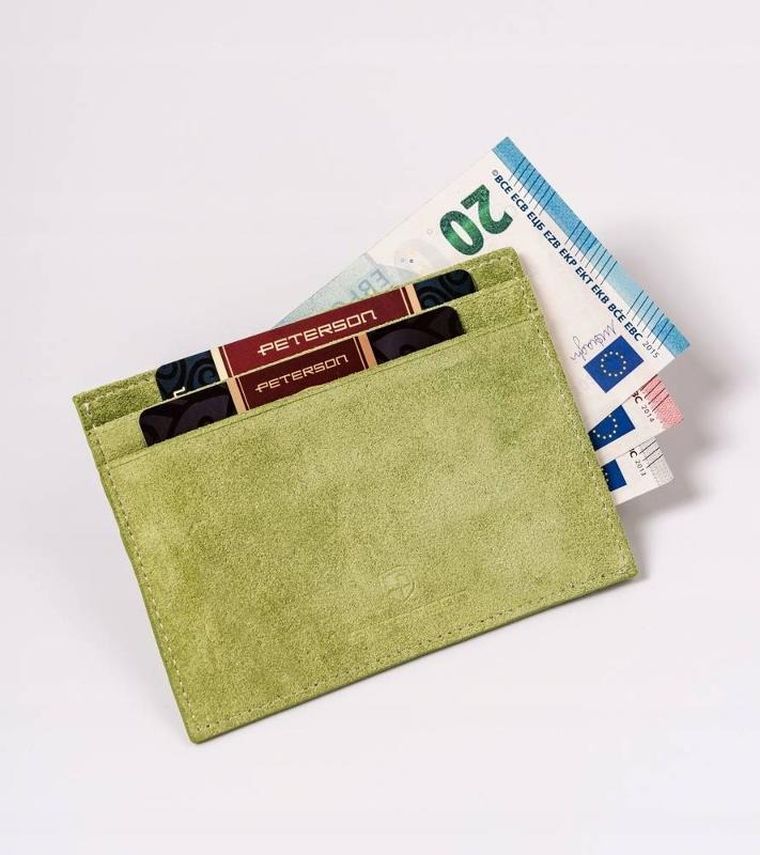 Etui na dokumenty, zielone, skórzane, Peterson