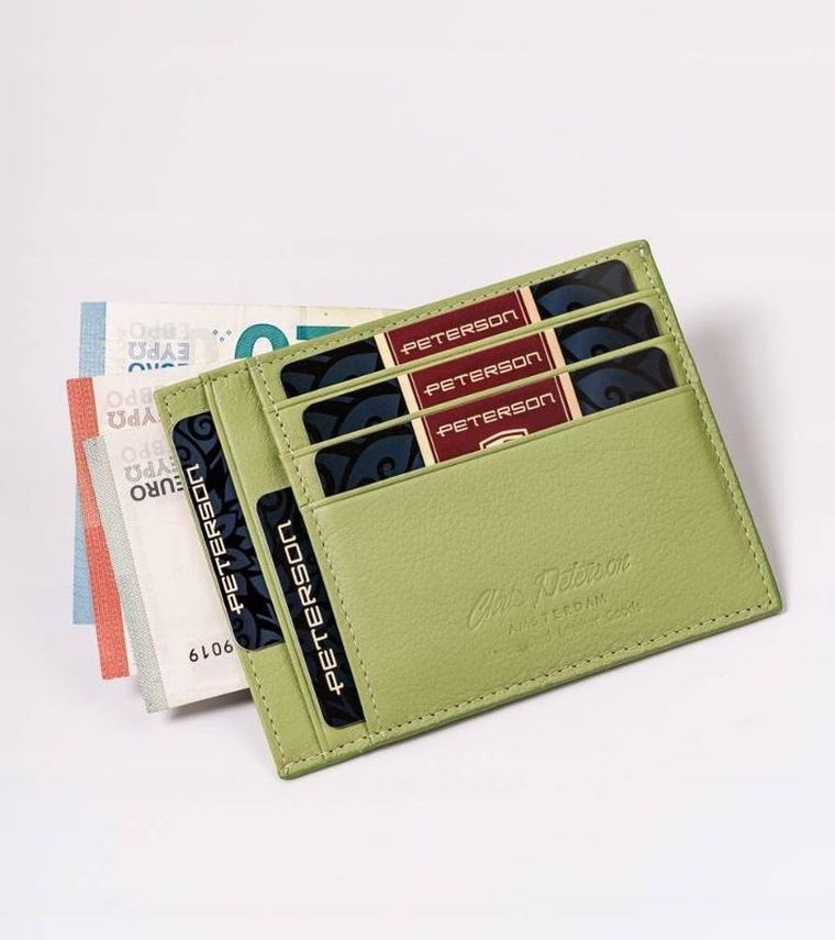 Etui na dokumenty, zielone, skórzane, Peterson