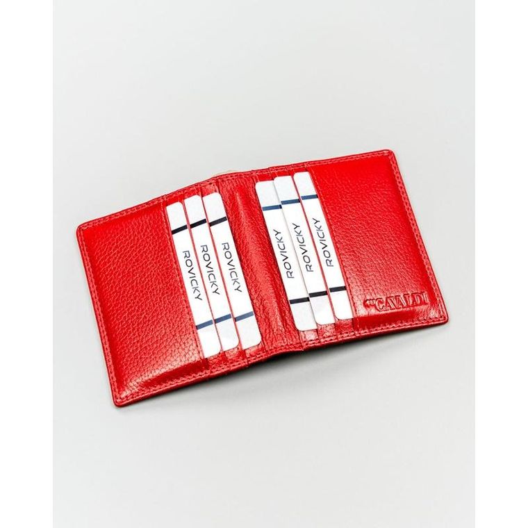 Etui na karty, czerwone, skórzane, RFID, 4U Cavaldi