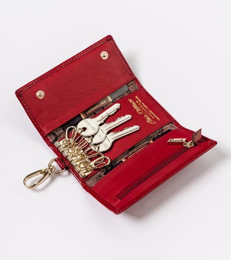 Etui na klucze, czerwone, skórzane, Peterson