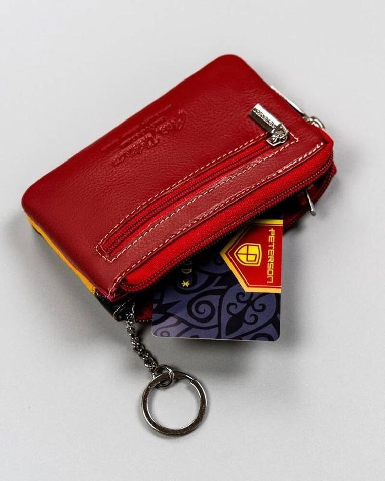 Etui na klucze, czerwone, skórzane, Peterson