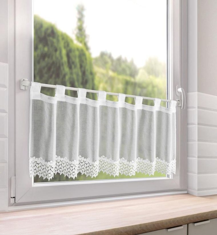 Eurofirany, firana gotowa, Hestia, na szelkach, 150-40 cm, biały