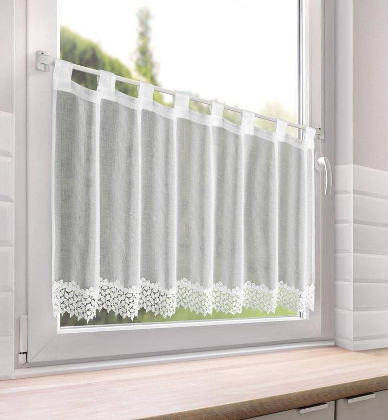 Eurofirany, firana gotowa, Hestia, na szelkach 150-70 cm, biały