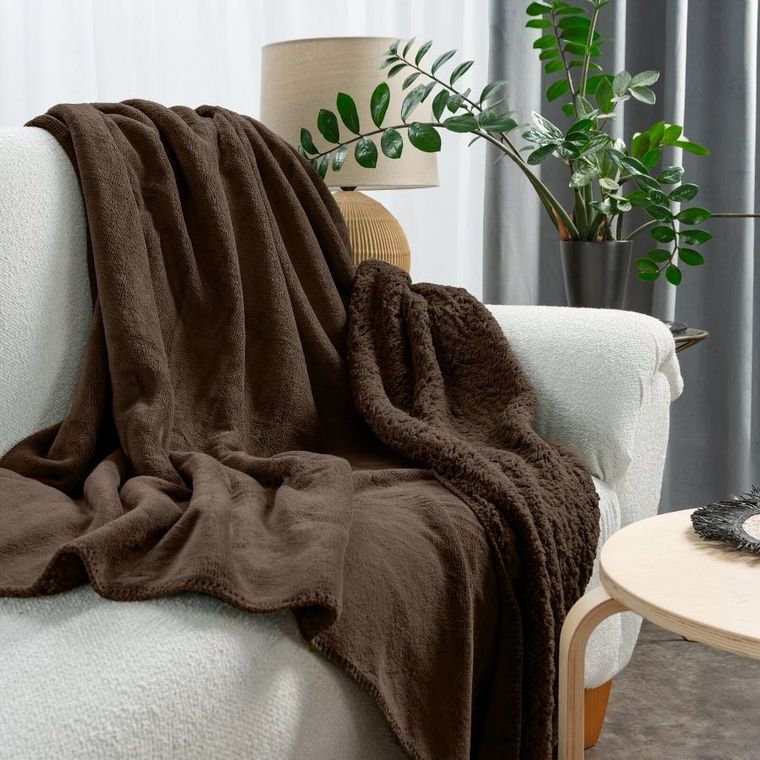 Eurofirany, koc, Tedy, 200-220 cm, ciemnobrązowy