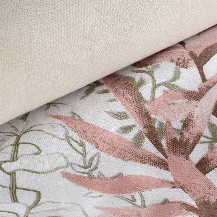 Eurofirany, komplet pościeli bawełnianej, Freesia, 140-200 cm, pudrowy róż