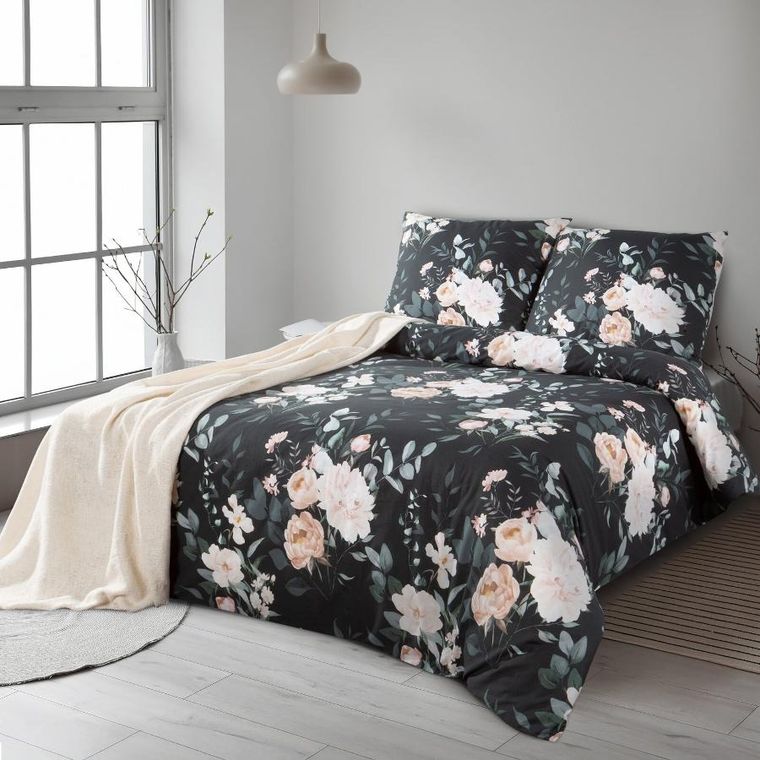 Eurofirany, komplet pościeli bawełnianej, Rosita1, 140-200 cm, czarny