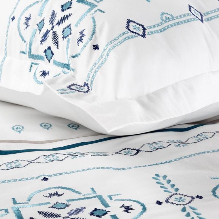 Eurofirany, komplet pościeli satynowej, haft, 160-200 cm, biały