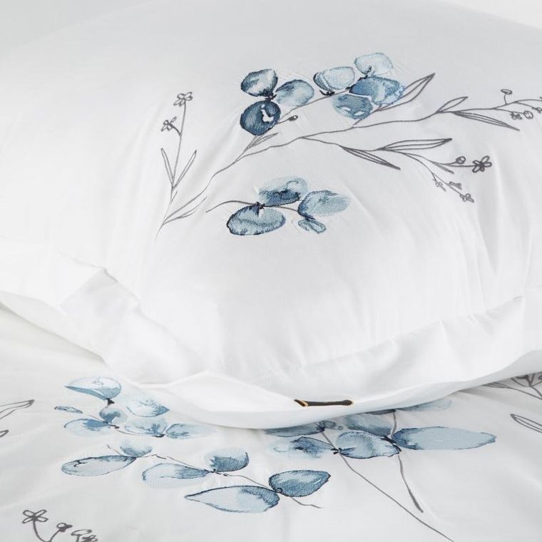 Eurofirany, komplet pościeli satynowej, haft, 220-200 cm, biały