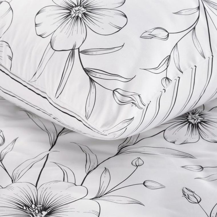 Eurofirany, komplet pościeli satynowej, Spring, 220-200 cm, biały