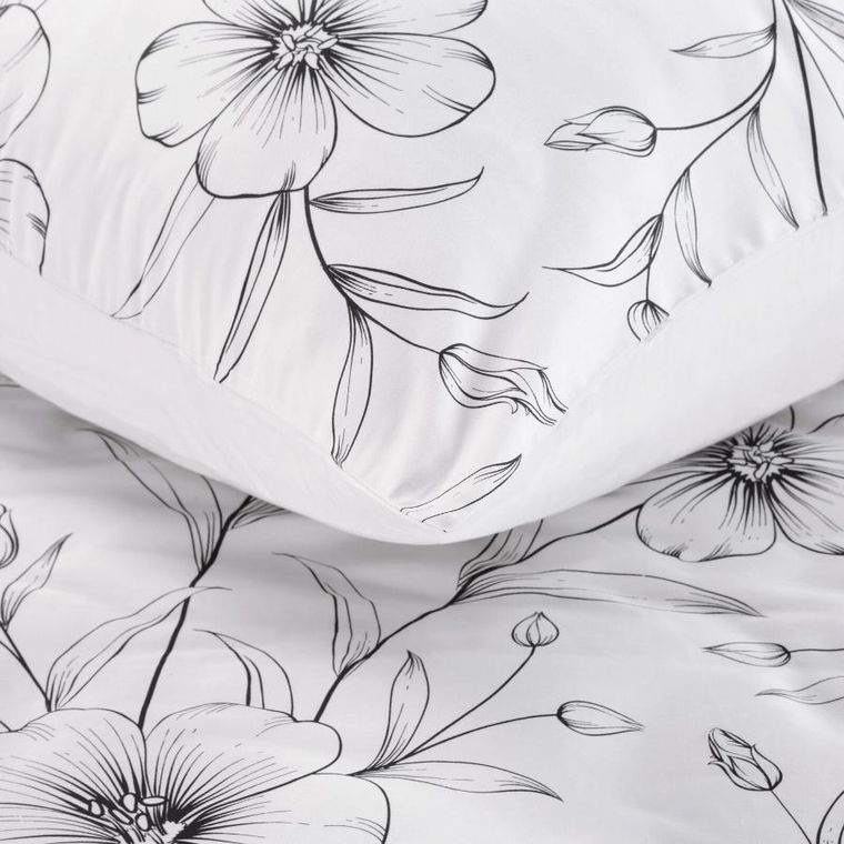 Eurofirany, komplet pościeli satynowej, Spring, 220-200 cm, biały