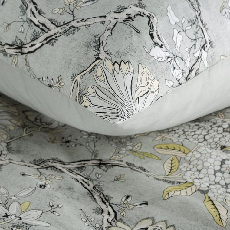 Eurofirany, komplet pościeli satynowej, Spring, 220-200 cm, jasnostalowy