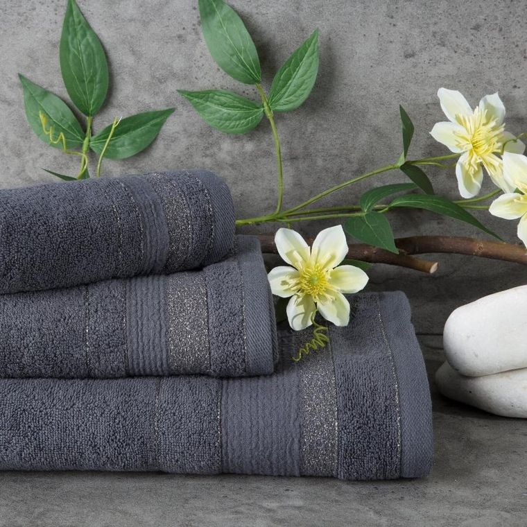 Eurofirany, komplet ręczników, April, 3 szt., grafitowy