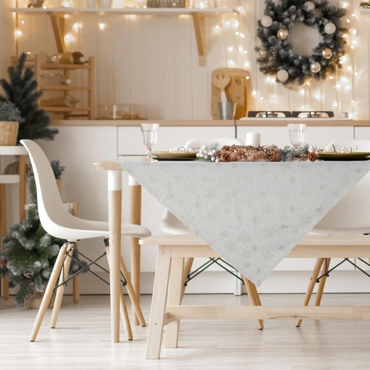 Eurofirany, obrus flash, 85-85 cm, kremowy