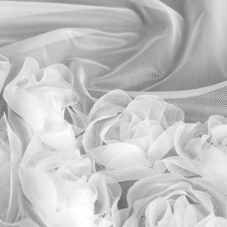 Eurofirany, zasłona gotowa, Roses 3, na taśmie, 140-270 cm, biały