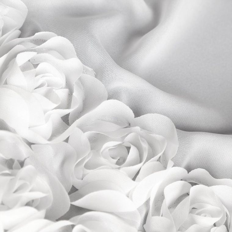 Eurofirany, zasłona gotowa, Roses, na taśmie, 150-90 cm, biały