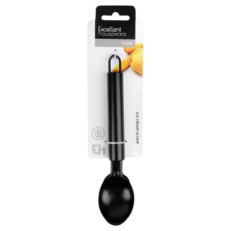 Excellent Houseware, gałkownica do lodów, stalowa, czarna, 19 cm