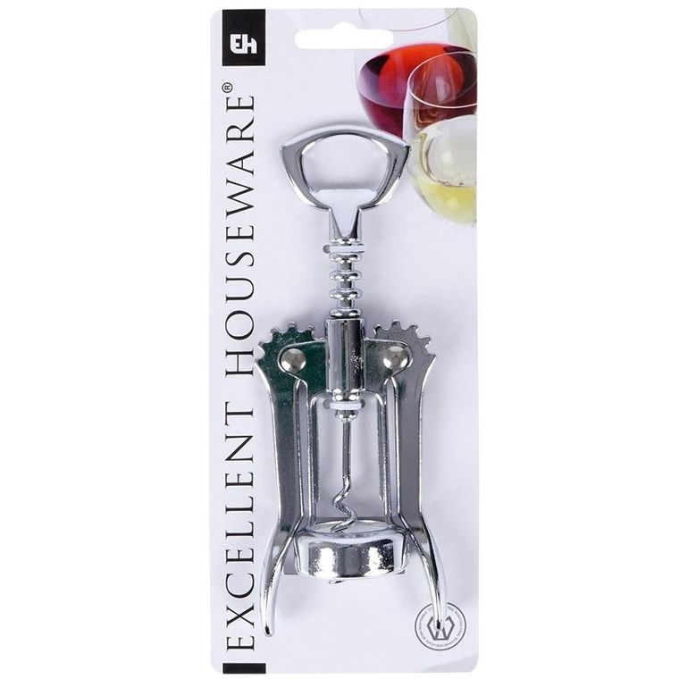 Excellent Houseware, korkociąg do wina, stalowy, 17 cm